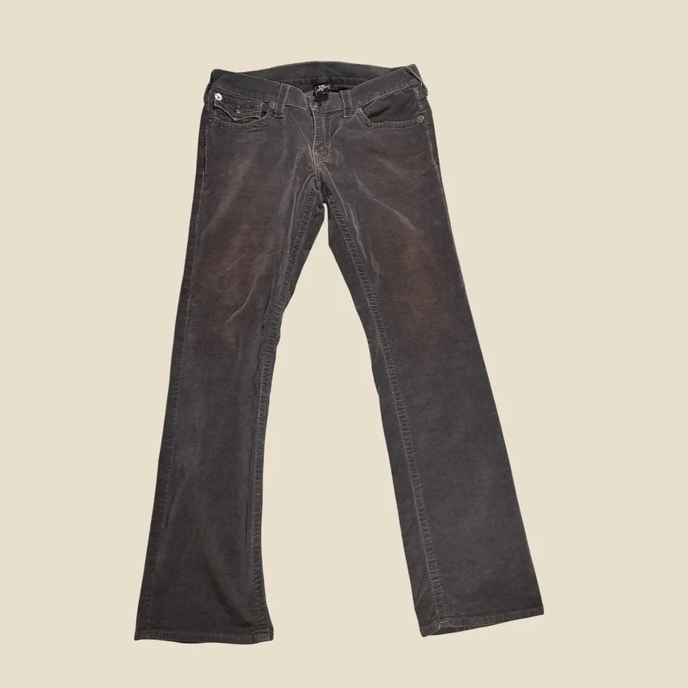 True Religion Mens Charcoal Grey Corduroy Bootcut Pants Size 33 Made in USA